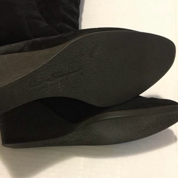 Salvatore Ferragamo Knee high Boots Suede Wedges Black size 8.5 Italy Women’s - Picture 8 of 10